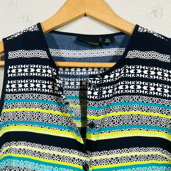 Cynthis Rowley Button Up Shift Dress Loose Fit Casual Mod Print - 2 - Picture 5 of 5